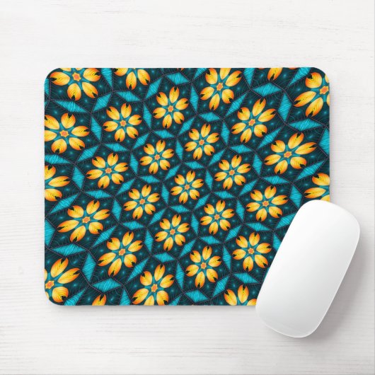 Gele Abstracte bloemen Muismat (Met muis)
