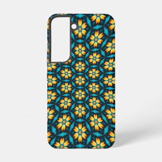 Gele Abstracte bloemen Samsung Galaxy Hoesje (Achterkant)