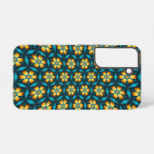 Gele Abstracte bloemen Samsung Galaxy Hoesje (Achterkant horizontaal)