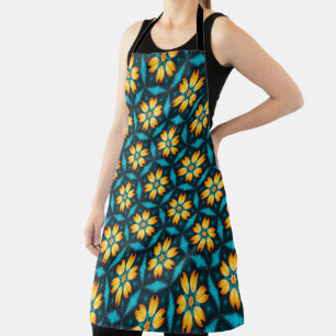 Gele Abstracte bloemen Schort