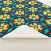 Gele Abstracte bloemen Sherpa Deken (3/4)
