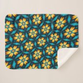 Gele Abstracte bloemen Sherpa Deken (Voorkant (horizontaal))