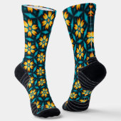 Gele Abstracte bloemen Sokken (Gebogen)