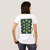 Gele Abstracte bloemen T-shirt (Achterkant volledig)