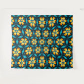 Gele Abstracte bloemen Wandkleed (Voorkant (horizontaal))