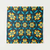 Gele Abstracte bloemen Wandkleed (Voorkant (horizontaal))