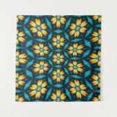 Gele Abstracte bloemen Wandkleed (Voorkant)