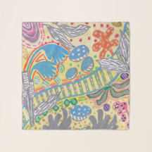 Gele abstracte botanische chiffon sjaal