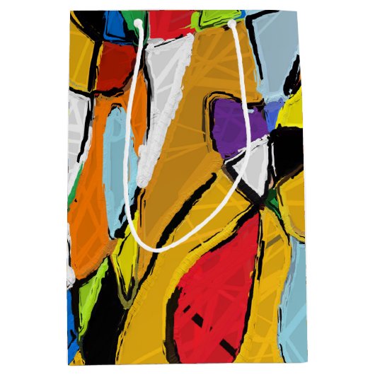 Gele Abstracte cadezak Medium Cadeauzakje (Voorkant)