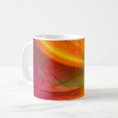 gele abstracte fractale achtergrond 3d rendering3d koffiemok (Voorkant links)