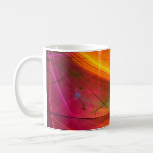 gele abstracte fractale achtergrond 3d rendering3d koffiemok (Links)