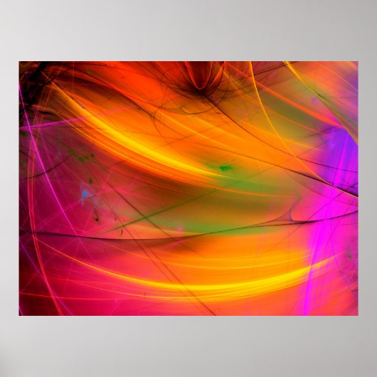 gele abstracte fractale achtergrond 3d rendering3d poster (Voorkant)