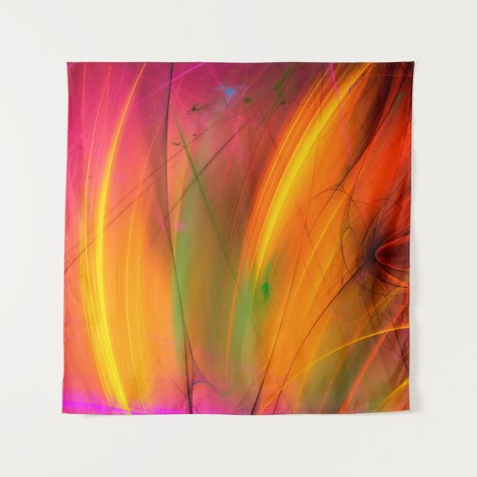 gele abstracte fractale achtergrond 3d rendering3d wandkleed (Voorkant (horizontaal))