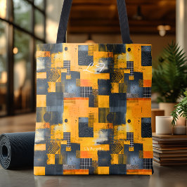 Gele Abstracte Gepersonaliseerde Boodschappentas Tote Bag