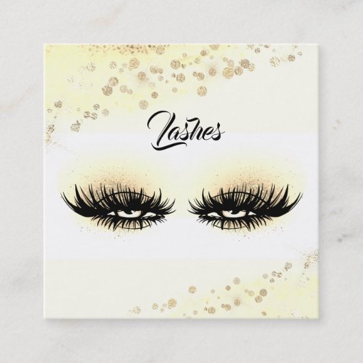 *~* Gele Abstracte Glitter Lashes Vierkante Visitekaartje (Voorkant)