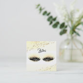 *~* Gele Abstracte Glitter Lashes Vierkante Visitekaartje (Staand voorkant)