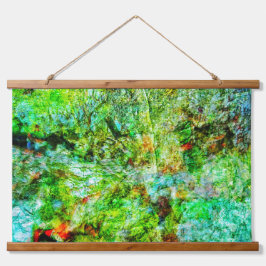 Gele abstracte houten wandtapijt, geel hangend wandkleed