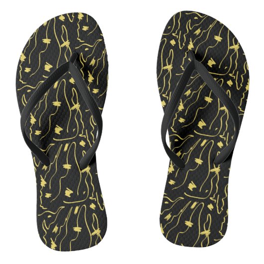 Gele abstracte kunstpatroon flip flops (Voetbed)