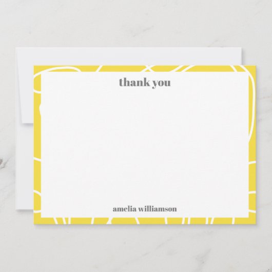 Gele Abstracte Lijn Vet Aangepaste Bruidsdouche  Bedankkaart (Voorkant)