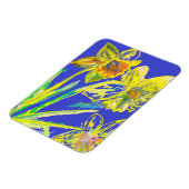 Gele abstracte narcis bloem bloemen kunst magneet (Linkerzijde)