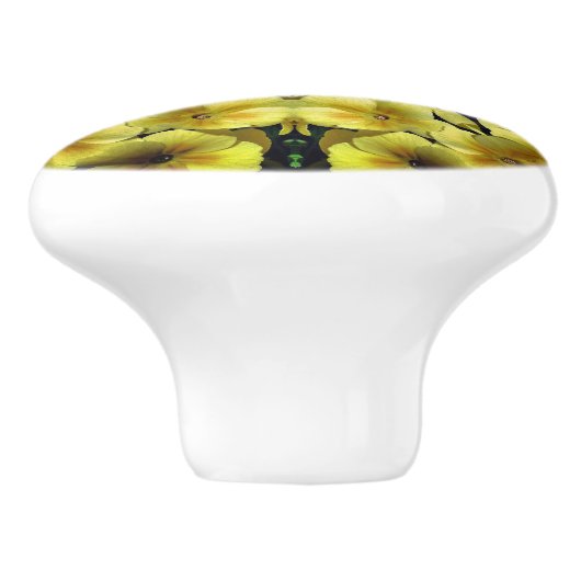 Gele Abstracte primroopbloem Keramische Knop (Zijkant)