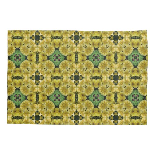 Gele Abstracte primroopbloem Kussensloop (Achterkant)