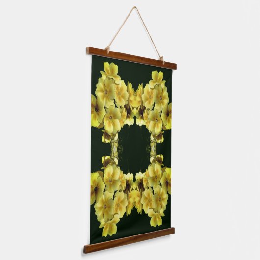 Gele Abstracte primrose Spring Flowers Hangend Wandkleed (Gebogen)