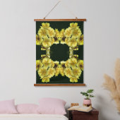 Gele Abstracte primrose Spring Flowers Hangend Wandkleed (Slaapkamer)