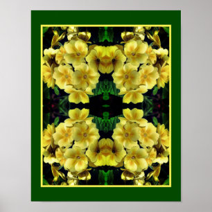 Gele Abstracte primrose Spring Flowers Poster