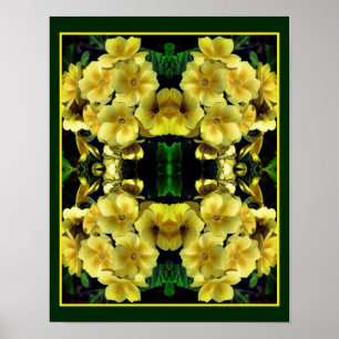 Gele Abstracte primrose Spring Flowers Poster