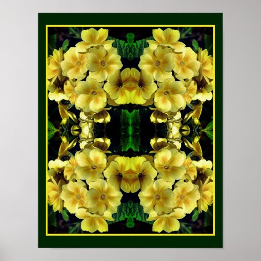 Gele Abstracte primrose Spring Flowers Poster (Voorkant)