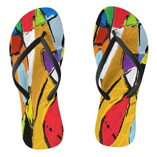 Gele abstracte slippers teenslippers (Voetbed)