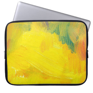 gele abstracte textuur aol poot. handgetekende tes laptop sleeve