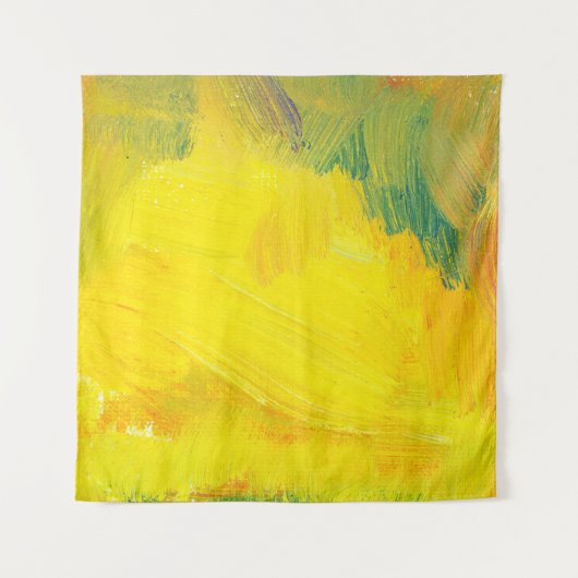 gele abstracte textuur aol poot. handgetekende tes wandkleed (Voorkant)