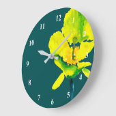 Gele abstracte waterverf, dunne grote klok (Hoek)