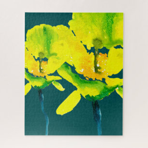 Gele abstracte waterverf, dunne legpuzzel