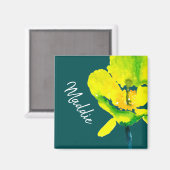 Gele abstracte waterverf, dunne magneet (Voorkant / Achterkant)