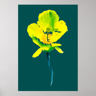 Gele abstracte waterverf, dunne poster
