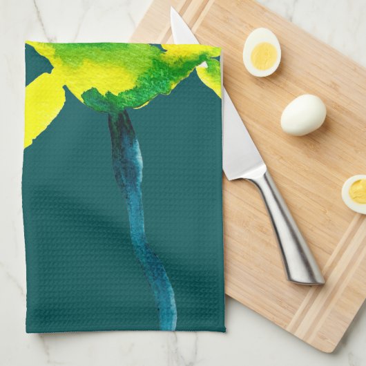 Gele abstracte waterverf, dunne theedoek (Quarter Fold)