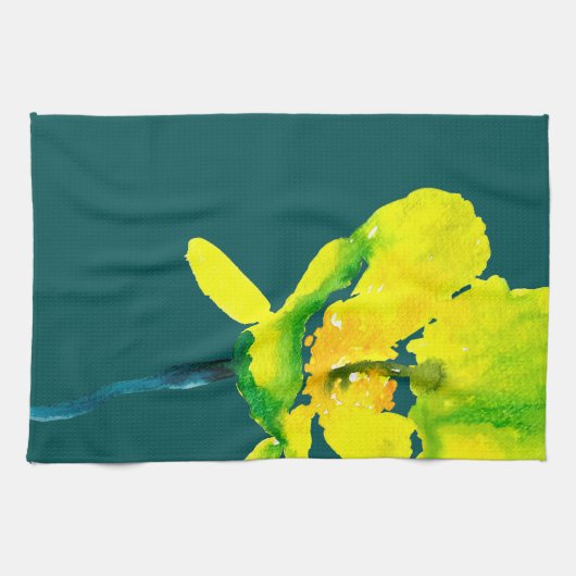 Gele abstracte waterverf, dunne theedoek (Horizontaal)