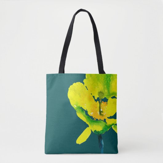 Gele abstracte waterverf, dunne tote bag (Voorkant)
