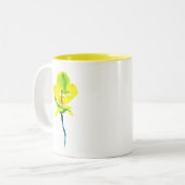 Gele abstracte waterverf, dunne tweekleurige koffiemok (Voorkant links)