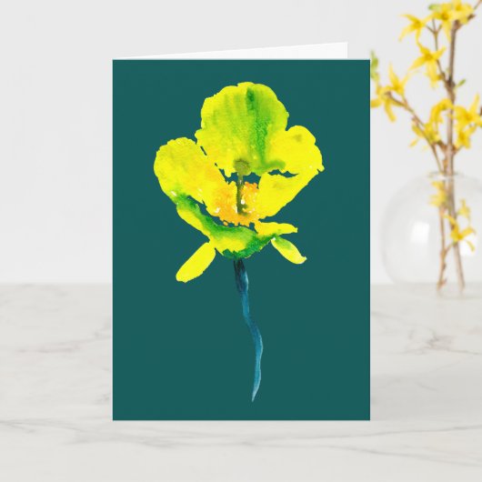Gele abstracte waterverf losse bloem kaart (Gele Bloem)