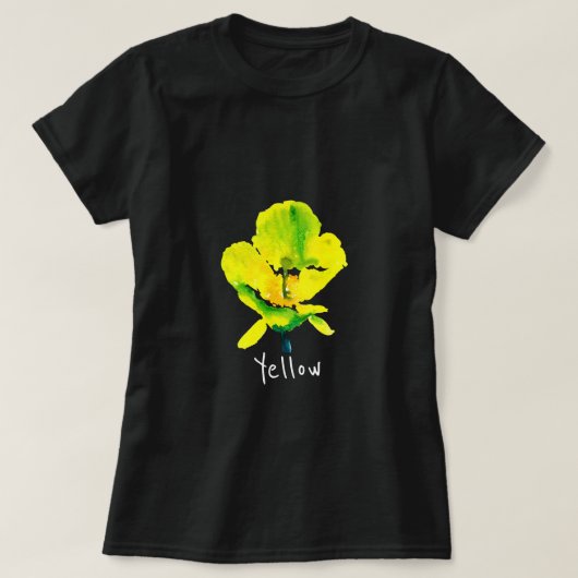 Gele abstracte waterverf losse florale T-shirt (Design voorkant)