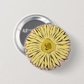 Gele  abstracte zonnebloem ronde button 5,7 cm (Voorkant /achterkant)
