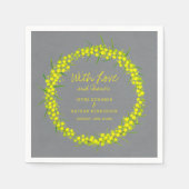 Gele acacacia spring bloemen grijze bruiloft serve servet (Voorkant)