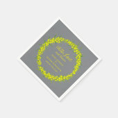 Gele acacacia spring bloemen grijze bruiloft serve servet (Hoek)