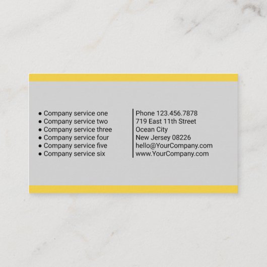 Gele accenten voegen energie en optimisme toe aan  visitekaartje (Achterkant)