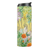 Gele achtergrond Bloemen Waterverf Patroon Thermosbeker (Gedraaid links)