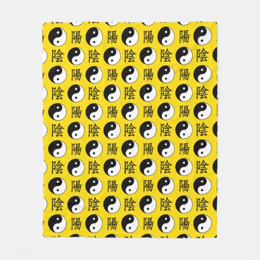 Gele achtergrond Chinees Yinyang patroon Fleece Deken (Voorkant)